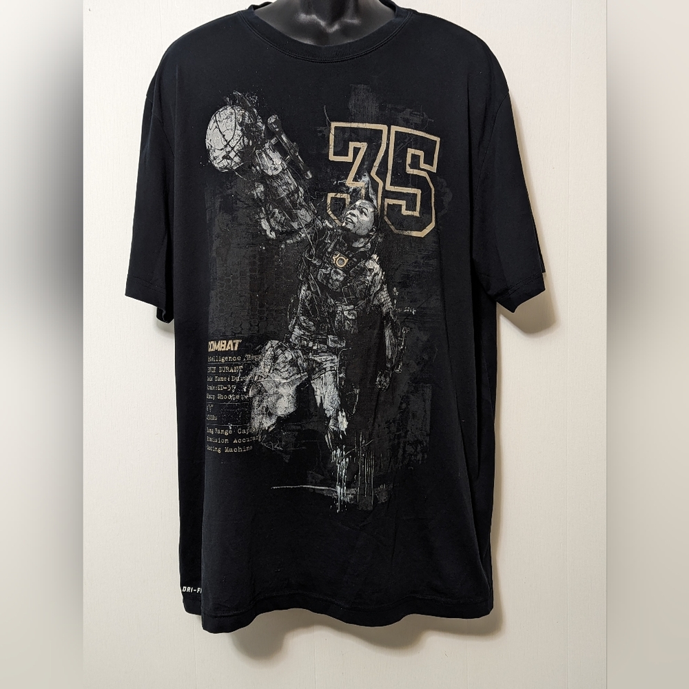 Men's Nike Kevin Durant Shirt Dri Fit Black Short Sleeve Graphic Tee KD Size XXL